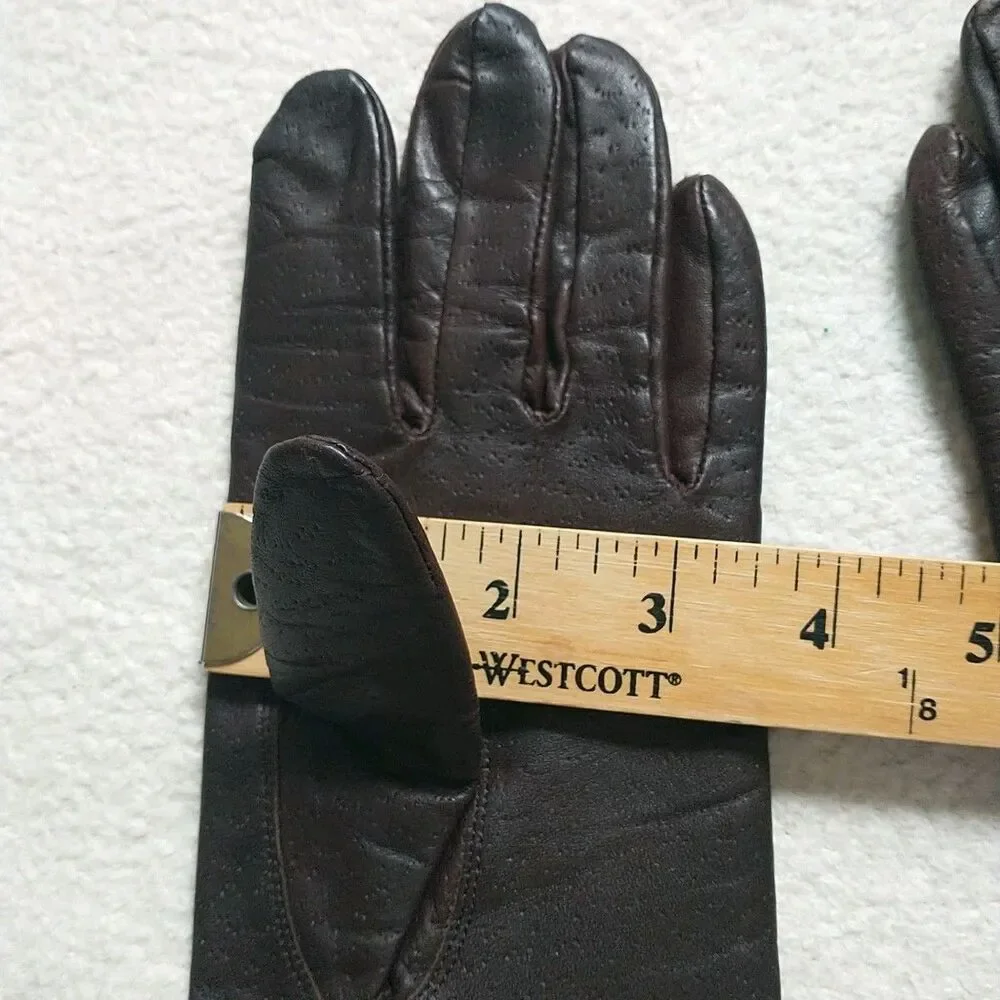 Genuine Leather Gloves Womens M/S*Brown Lined Quiet Luxury